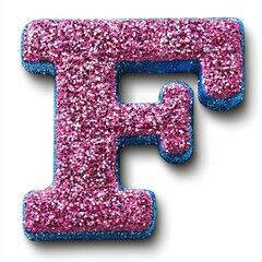 Glittery Letter "F" Bubble with Sharp Details on White Background, Generative Ai