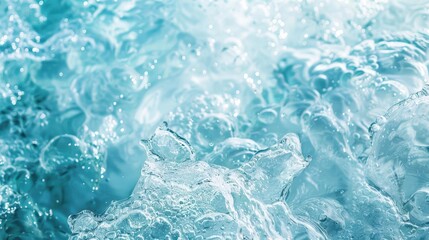 Obraz premium Close-Up of Bubbling, Swirling Blue Water Creating a Sense of Refreshing Fluidity and Movement