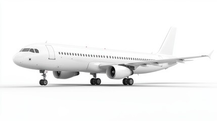 Obraz premium High detailed white airliner, 3d render on a white background. Airplane Take Off, isolated 3d illustration. Airline Concept Travel Passenger plane. Jet commercial airplane