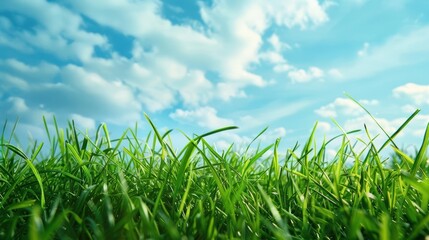 Fototapeta premium Fresh grass with sky background