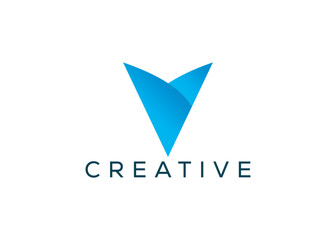 Minimal and professional abstract letter V logo design template