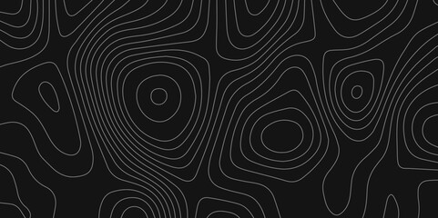 Abstract black background paper cut style with white wave curve line Luxury concept. Panorama view topography map contour background. Vector illustration. Line topography map contour background.	