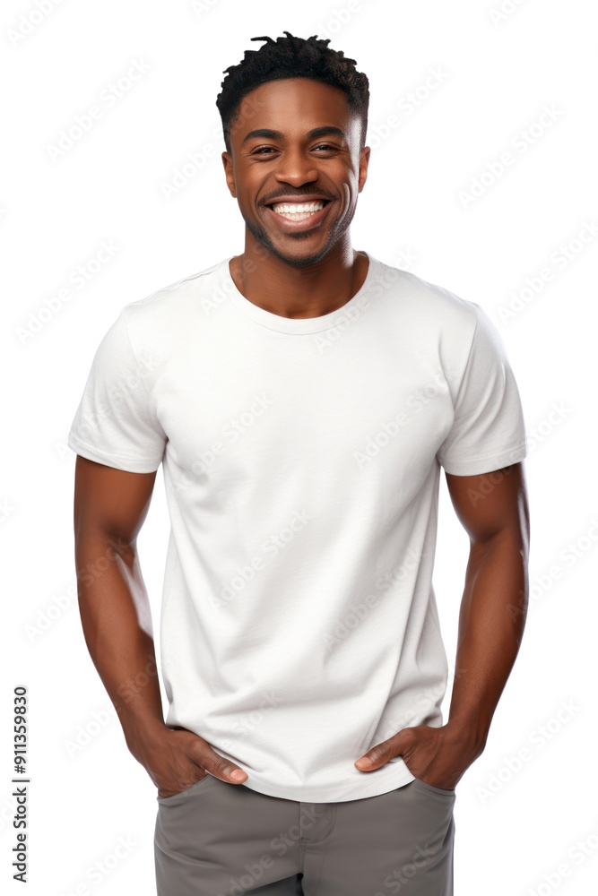 Wall mural png black man t-shirt smile adult.