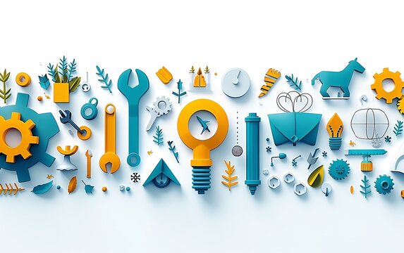 Stunning highdefinition banner design featuring a toolkit, exclamation mark, and tips, clean and organized layout, professional yet approachable look, engaging icons and graphics