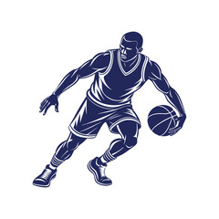 Naklejka premium Basketball player silhouettes Clip art isolated vector illustration