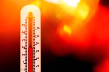 A hot heatwave, temperatures, fire background