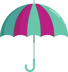 Obraz premium Classic colorful stripe umbrella protecting from the rain, isolated on white background