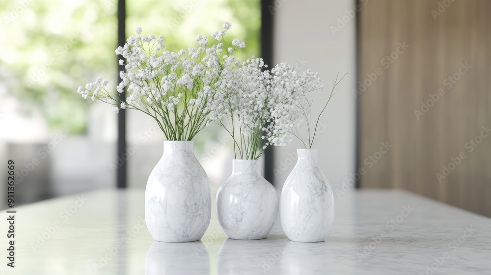Poster a collection of creatively designed decorative vases showcases different textures and shapes on a wo