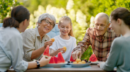 family spending time together in summer morning