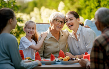 family spending time together in summer morning
