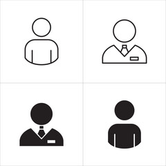Businessman icon. Business woman icons. Professional company person or worker symbol. Anonymous profile, people and user account symbol. Vector stock icons illustration.