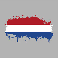 Fototapeta premium Editable and scalable vector EPS Graphic of Paint Splash Shape With Netherlands Flag, Isolated on White Background. Grunge Dutch ink splattered flag vector.