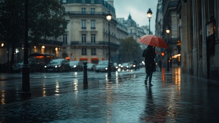 A rainy evening view