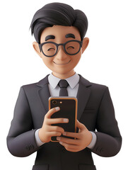 a man in a suit with a smartphone