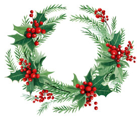 Fototapeta premium PNG Christmas wreath christmas plant white background.