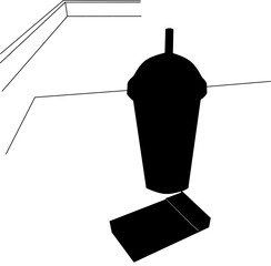  cup of drink and cigarett silhouette design vector for poster