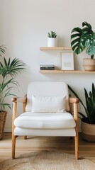Cozy corner with plants and magazines, inviting salon space