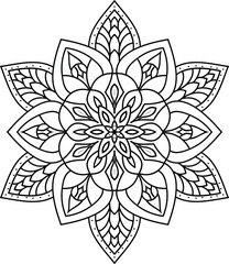Mandala, Detailed Mandala Coloring Book Page for All Ages, drawing of a mandala, flower of mandala, 