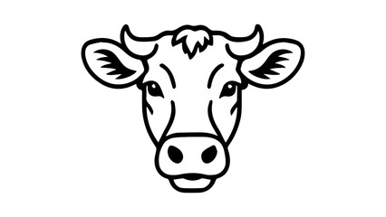 cow/bull simple head illustration in vector on white background