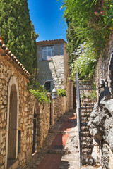hillside alley in eze village old town, france