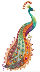 Fototapeta premium Indian traditional peacock rangoli design for Diwali celebration