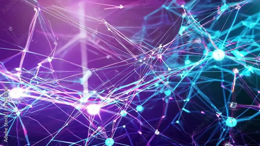 Poster background with interconnected lines and nodes, representing a digital network