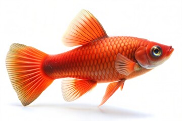Fototapeta premium Red aquarium fish Poecilia on white background.