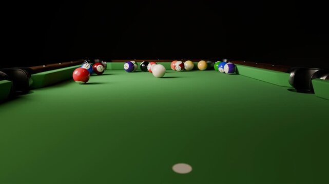 Billard table 3D rendering animation