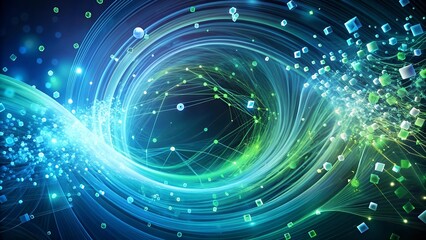 Abstract Digital Conversation: A Symphony of Blue and Green  AI generated