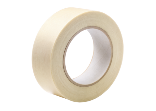 A side view of a masking tape roll ideal for painting, labeling, and general masking applications. Isolated on transparent background, png.