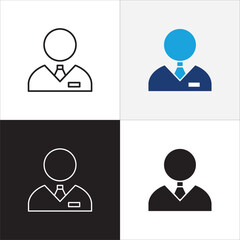 Businessman icon. Business woman icons. Professional company person or worker symbol. Anonymous profile, people and user account symbol. Vector stock icons illustration.