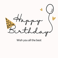 happy birthday card design with birthday wishes