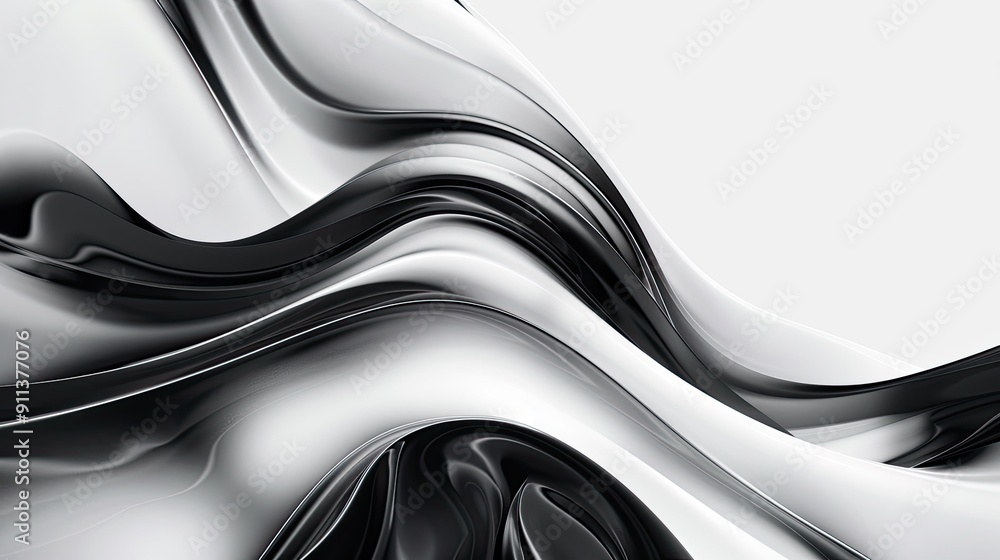 Poster Smooth fluid lines creating an abstract motion effect