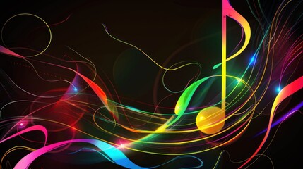 Vibrant Music Note with Colorful Swirls