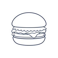 Flat Burger Line Art Illustration