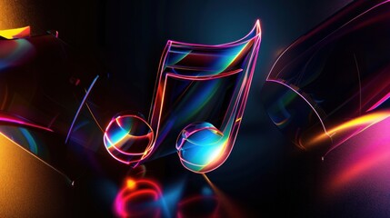 Abstract Music Note with Neon Lights