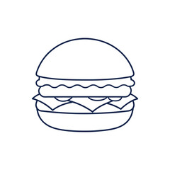 Flat Burger Line Art Illustration