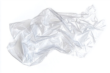 Obraz premium A transparent crumpled plastic bag on a white background, abstract shape