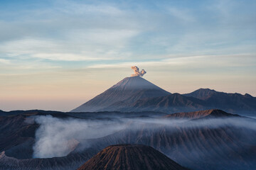 Mount Bromo volcano (Gunung Bromo) during sunrise on Mount Penanjakan, in East Java, Indonesia. © 상철 김
