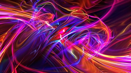 Abstract Neon Swirls: A Symphony of Color