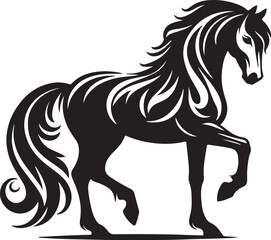 Horse black and white vector silhouette