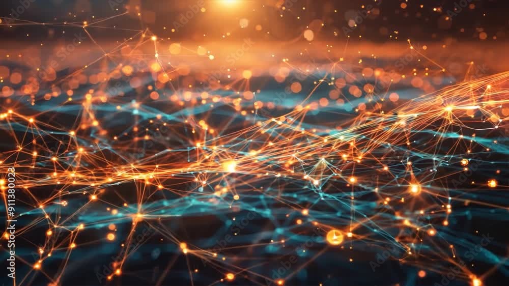 Poster abstract network technology background with glowing points and connections, symbolizing information 