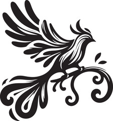 Black and white Bird vector silhouette