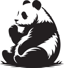 Panda vector silhouette with a white background
