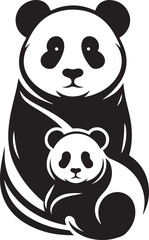 Panda vector silhouette with a white background