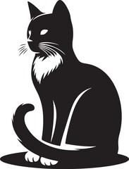Black and white vector silhouette cat
