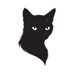 Cat silhouette against a white background. Ideal for pet themed design