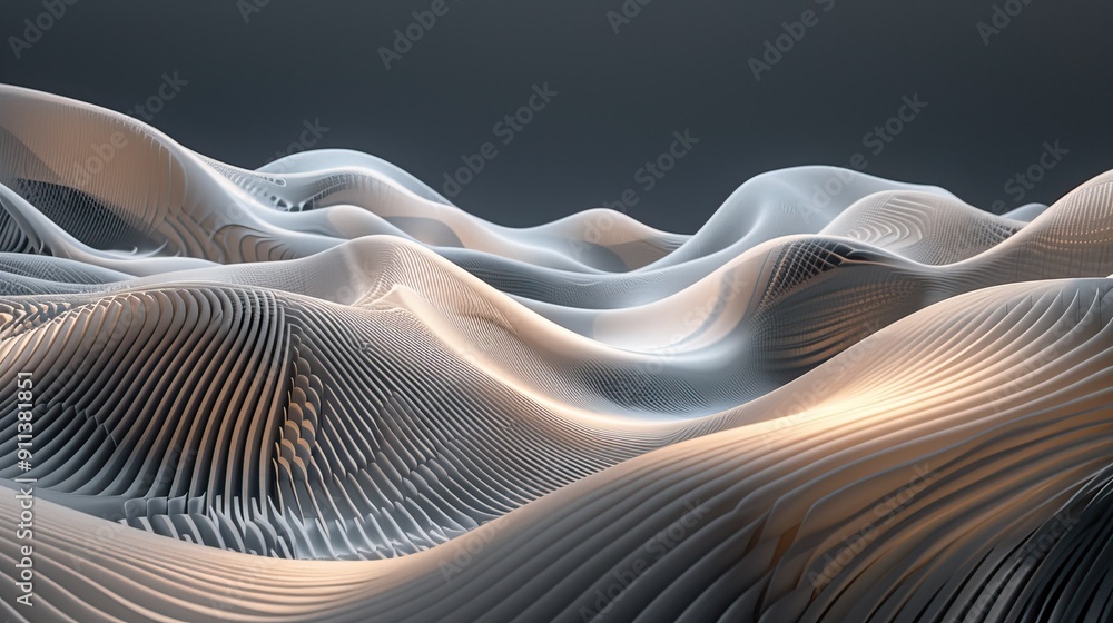 Poster smooth light waves forming an abstract pattern
