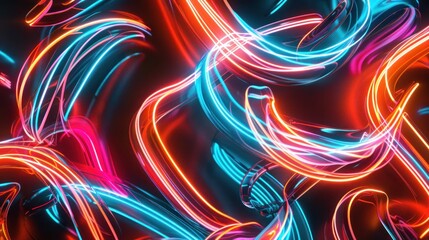 Abstract Neon Light Swirls