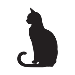 Cat silhouette against a white background. Ideal for pet themed design